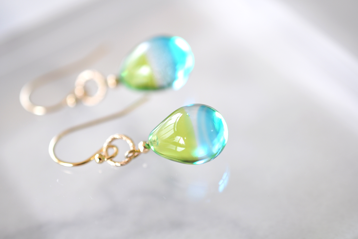 菜の花と空ネックレス＆ピアスセット（14kgf）